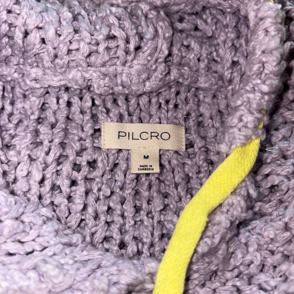 Pilcro Sailcloth Hooded Sweater Lavender Yellow Trim Size M Anthropologie - Picture 4 of 8